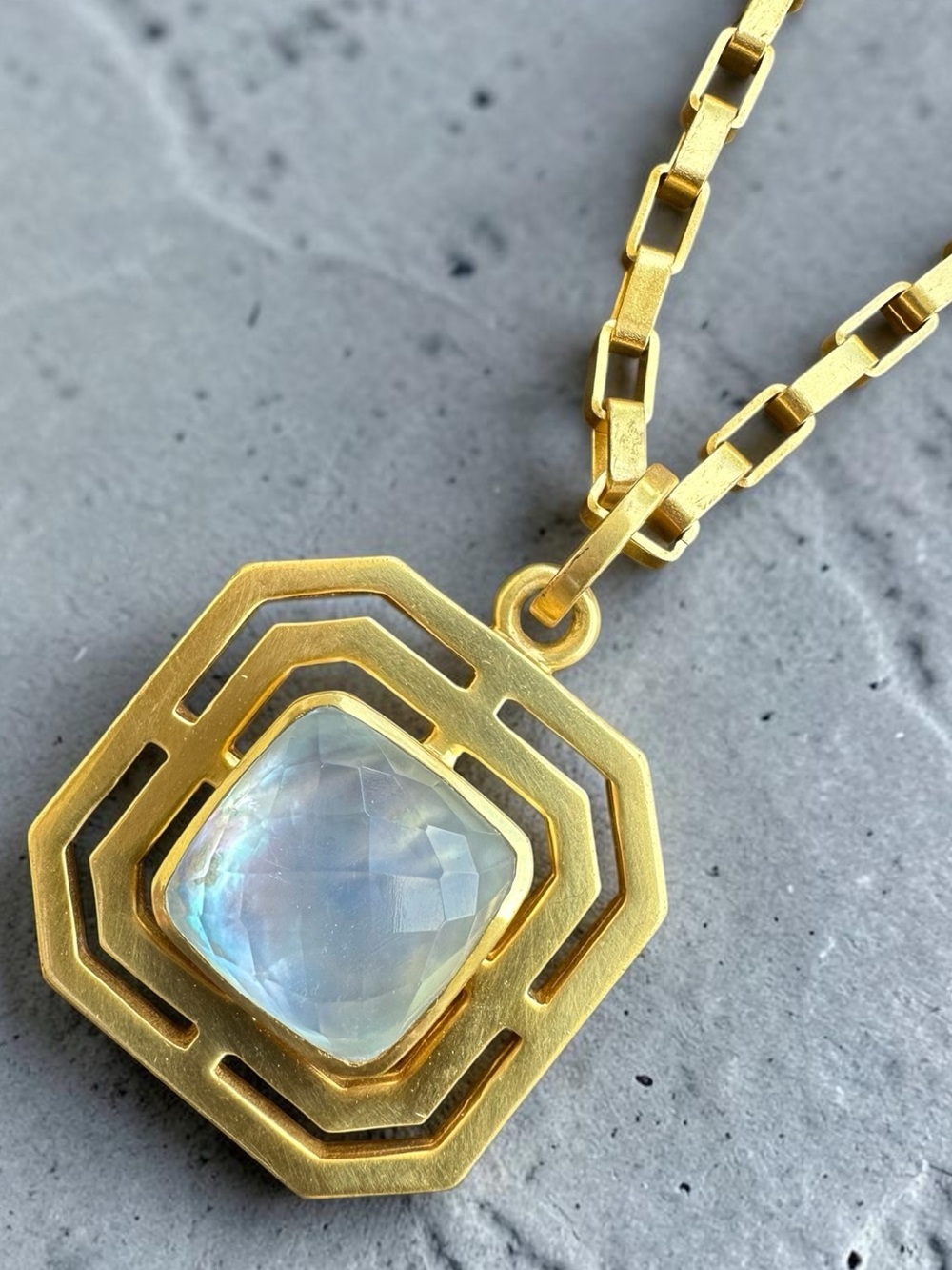Julie Vos 36” Gold-Plated Chain Necklace with Reversible Geometric Pendant & Moo